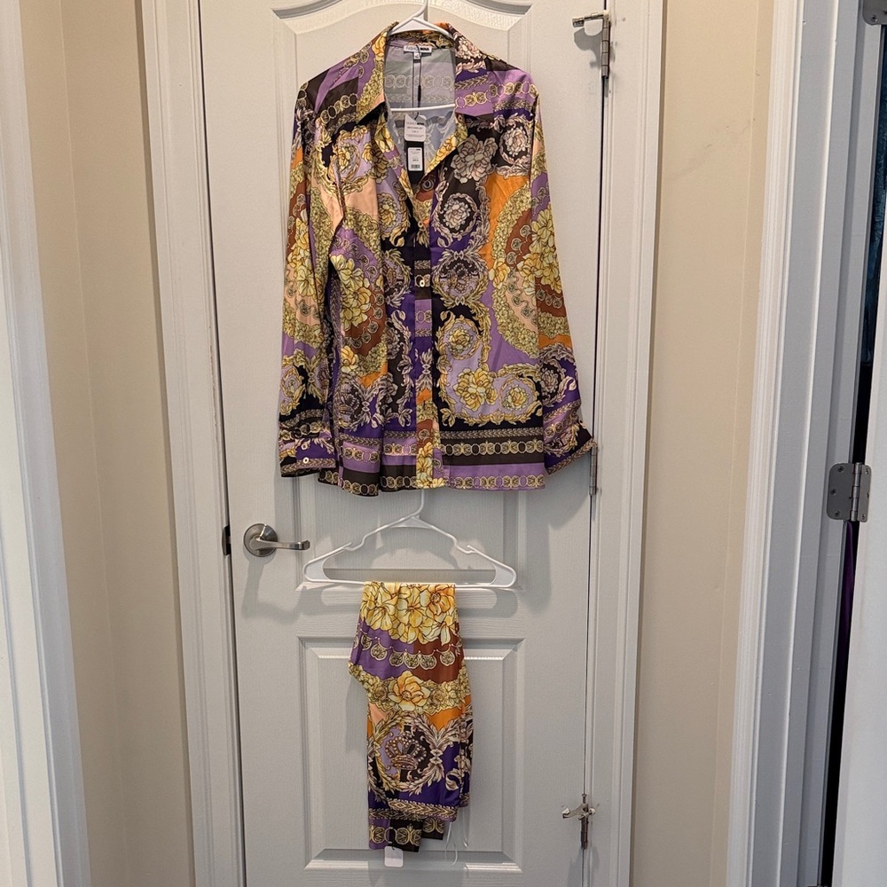 Fashion Nova Pajama Set - Vibrant Purple and Gold